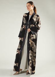 Leaf Print Open Abaya