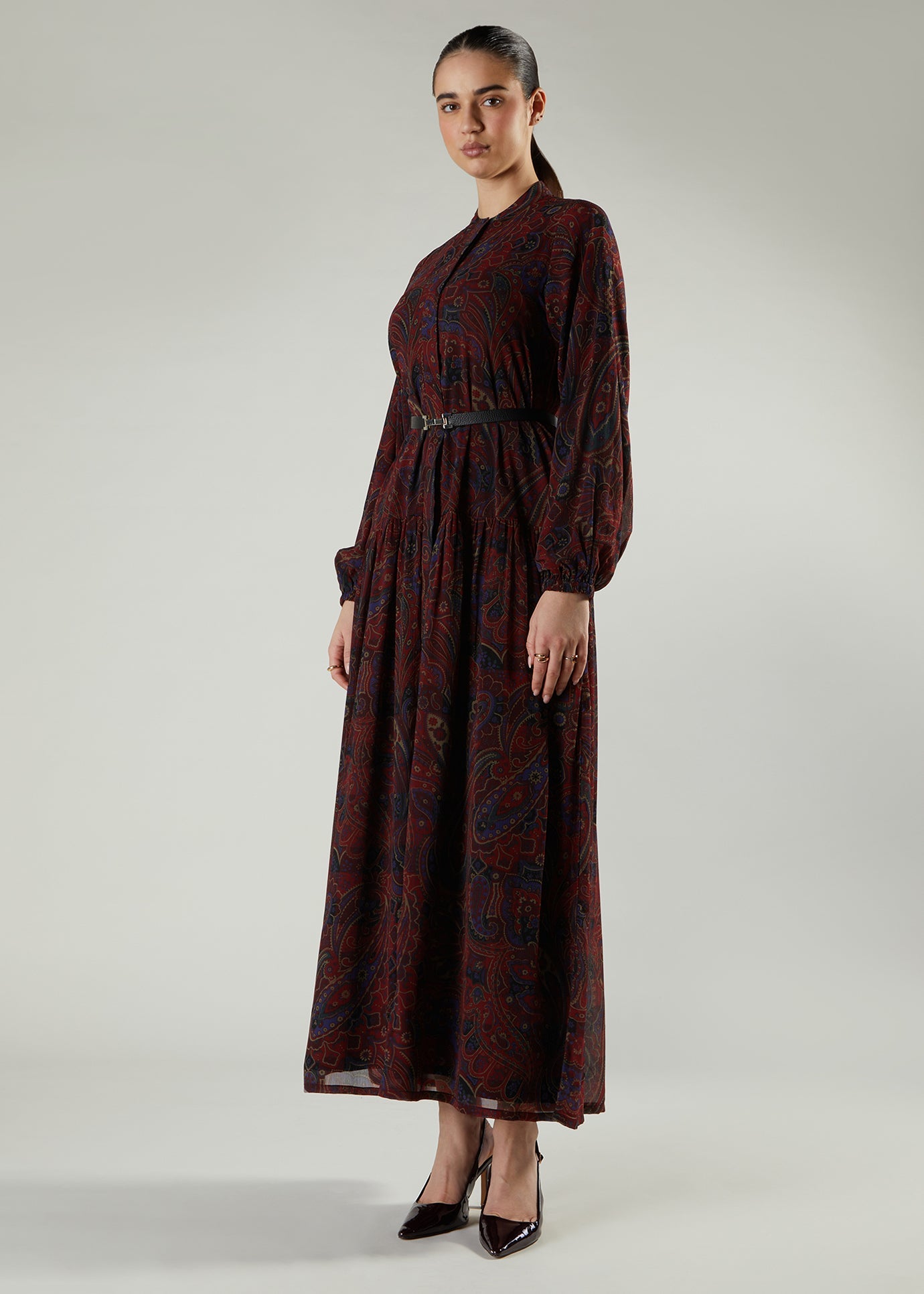 boteh maxi dress Vespara Wide Sleeve Maxi Smock Dress