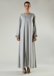 light grey slip dress Long Silk Slip Dress in Grey