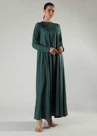 Crochet Flare Abaya Green
