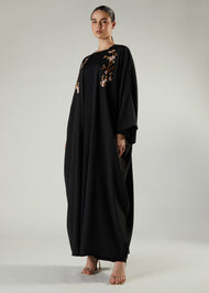 Frangipani Open Abaya Black