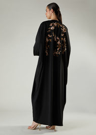 Frangipani Open Abaya Black
