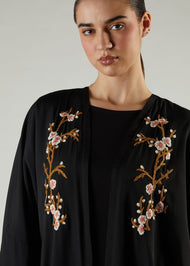 Frangipani Open Abaya Black