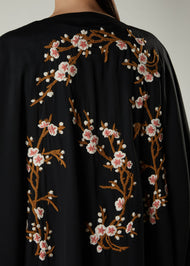 Frangipani Open Abaya Black