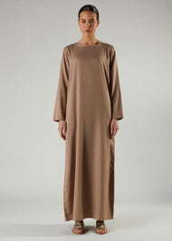satin slip dress for abaya Premium Black Satin Inner Slip Dress