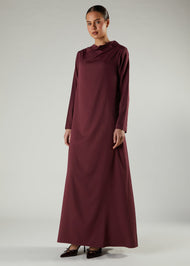 Cowl Neck Abaya Plum
