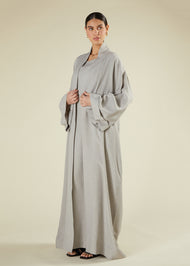 Cotton Open Abaya Grey