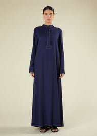 Self Print Abaya Navy