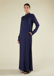 Self Print Abaya Navy
