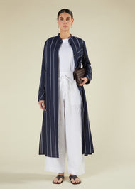 Pinstripe Maxi Shirt Navy