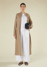 Pinstripe Maxi Shirt Coffee