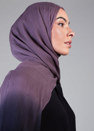 Black & Mauve Ombre Chiffon Silk Hijab